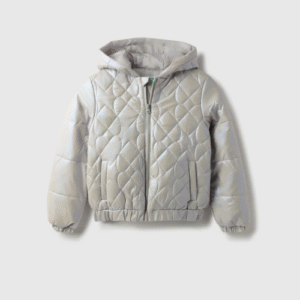 UCB Regular Fit Hooded Neck Quilted Metallic Heart Front Jacket