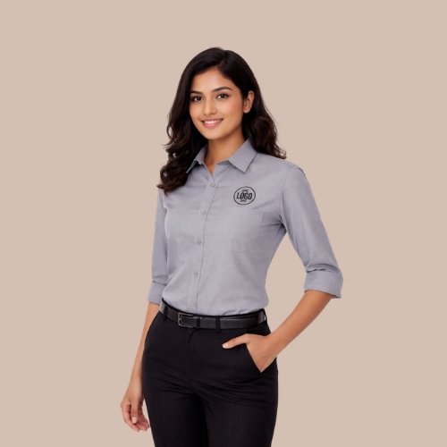 Light Grey Fil-à-Fil Women’s Formal Shirt